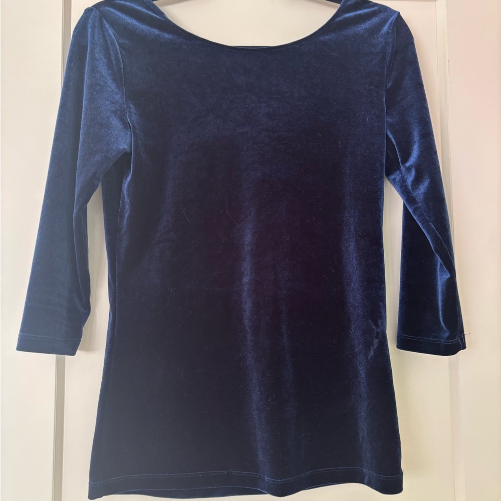 Joe Fresh Navy Velvet Long Sleeve Top